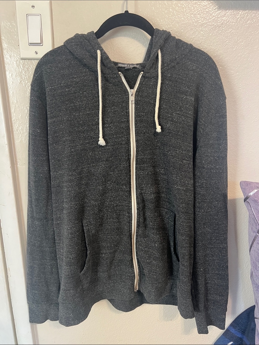 Men's Charcoal Zip-Up Hoodie Sweater - XL
